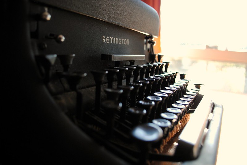 close-up view of an antique Remington typewriter
